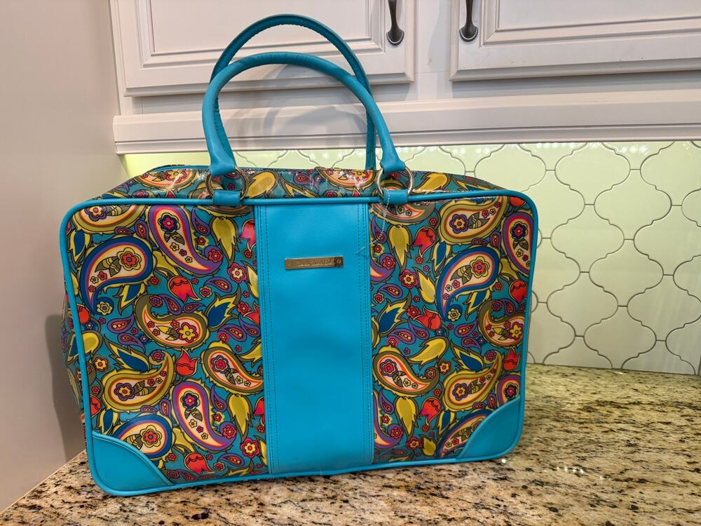 Double Dutch Club blue paisley carry-on flight travel bag-vintage inspired boho